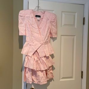 All that Jazz mini skirt and single button top- 3 hidden snaps above button